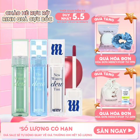 [NEW DEW] Son Tint Bóng Merzy Dạng Thạch, Bền Màu, Lâu Trôi Cho Đôi Môi Căng Mọng, Ẩm Mịn The Watery Dew Tint