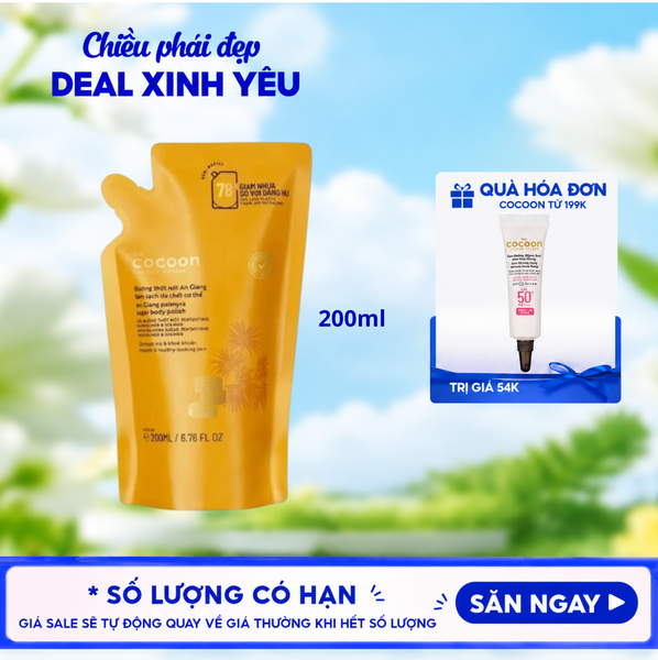  Tẩy Da Chết Body Cocoon Đường Thốt Nốt An Giang Palmyra Sugar Body Polish - túi refill 200ml 