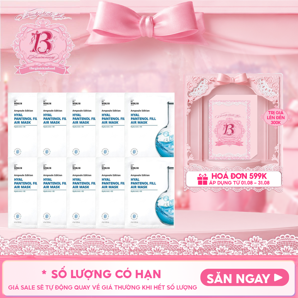 Combo 10 Miếng Mặt Nạ Tinh Chất Cấp Ẩm, Làm Dịu Da Wonjin Ampoule Edition Fill Air Mask 27g