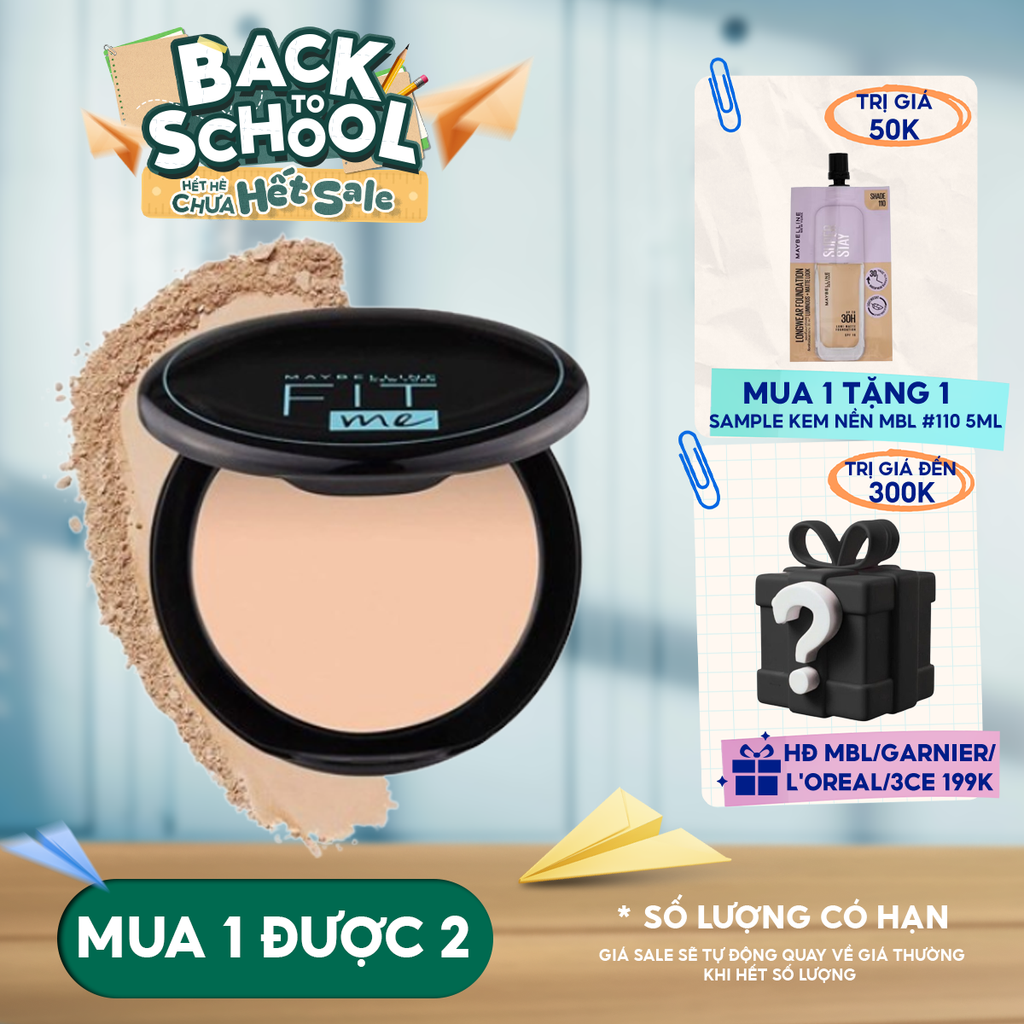 Phấn Phủ Maybelline Dạng Nén Che Phủ Hoàn Hảo, Kiềm Dầu Hiệu Quả Fit Me Matte Poreless Powder SPF32 /PA+++ 6g - Hộp Tròn