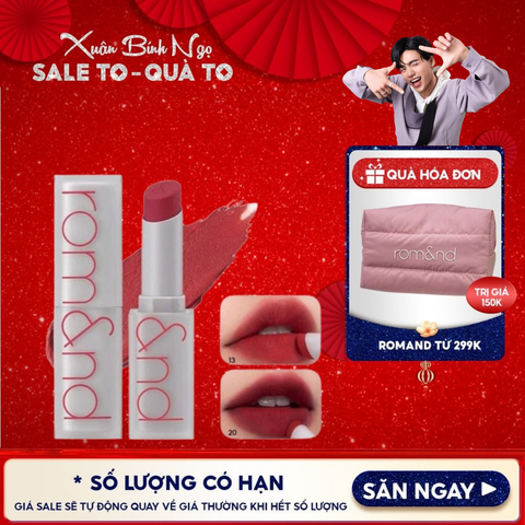 Son Thỏi Lì, Lên Màu Siêu Xinh Romand Zero Matte Lipstick 3g