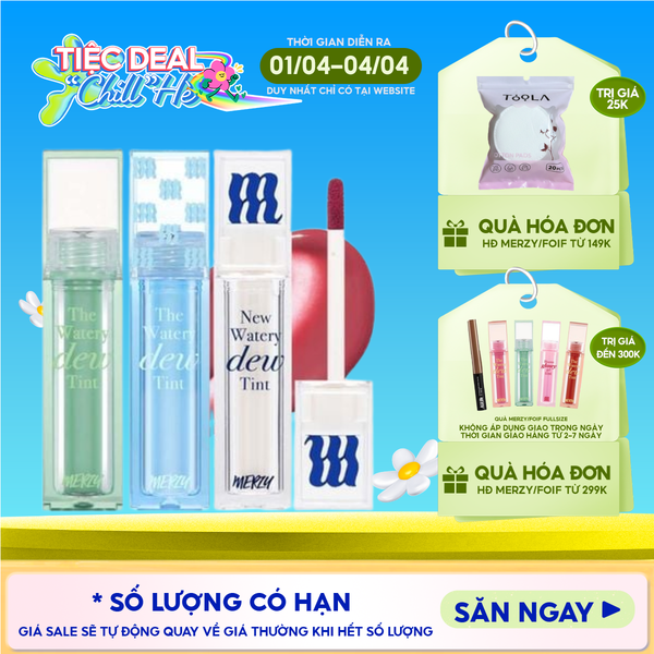 [NEW DEW] Son Tint Bóng Merzy Dạng Thạch, Bền Màu, Lâu Trôi Cho Đôi Môi Căng Mọng, Ẩm Mịn The Watery Dew Tint 