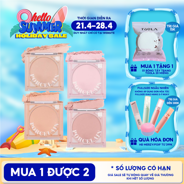  Phấn Má Hồng Merzy Dạng Nén Chuẩn Màu, Lâu Trôi Porcelain Cheek Blusher 4.2g 