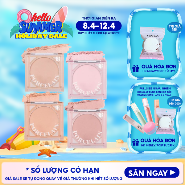  Phấn Má Hồng Merzy Dạng Nén Chuẩn Màu, Lâu Trôi Porcelain Cheek Blusher 4.2g 