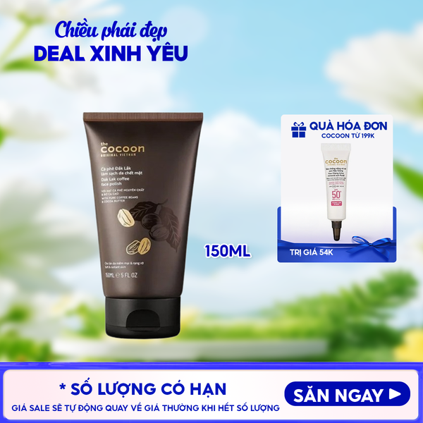  Kem Tẩy Da Chết Cocoon Chiết Xuất Cà Phê Đắk Lắk Coffee Face Polish 150ml 