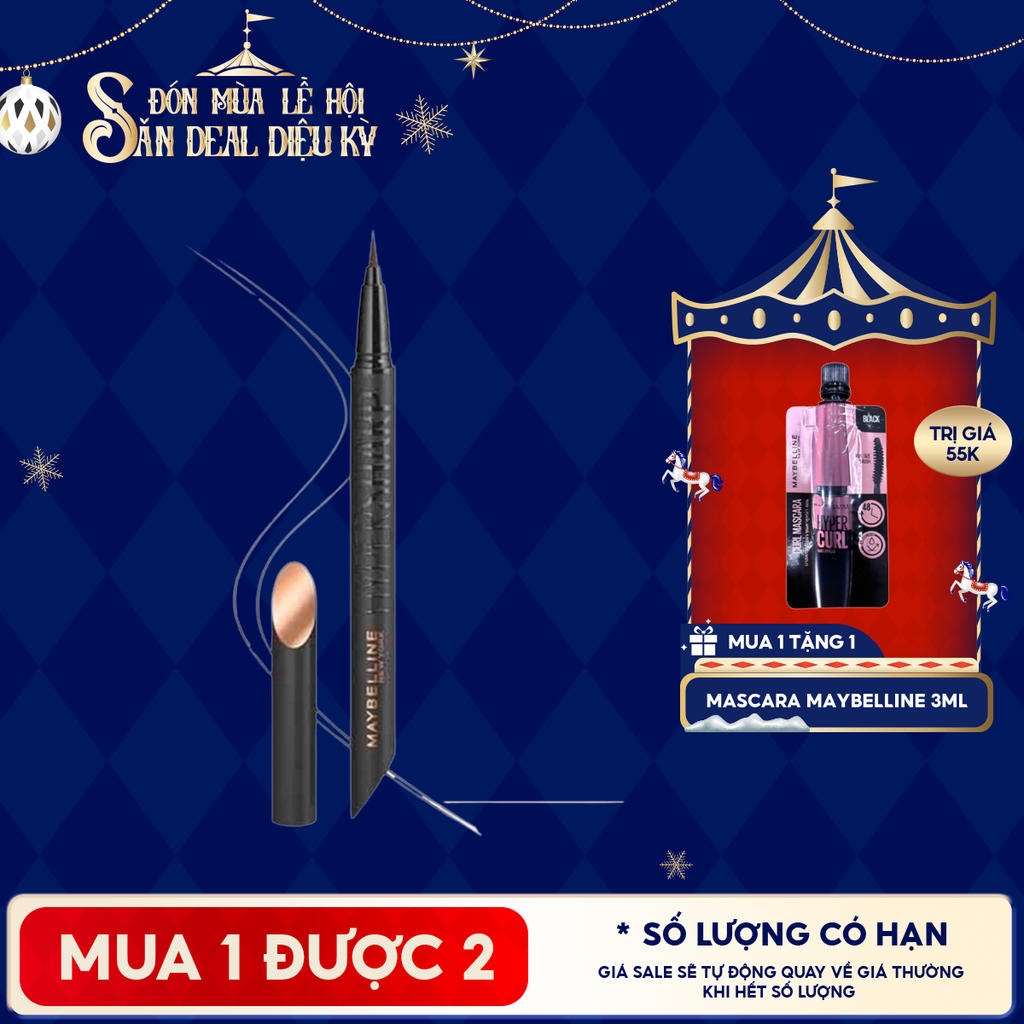 Bút Kẻ Mắt Nước Siêu Sắc Mảnh, Không Lem Trôi Maybelline New York Hyper Sharp Liner Extreme 0.4g