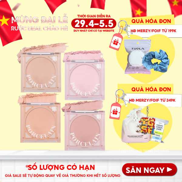  Phấn Má Hồng Merzy Dạng Nén Chuẩn Màu, Lâu Trôi Porcelain Cheek Blusher 4.2g 