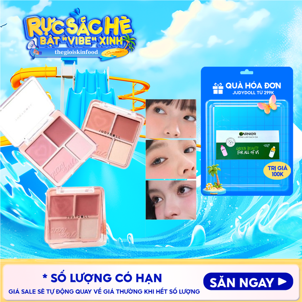  Bảng Phấn Má Hồng Judydoll Bắt Sáng 4 Ô Tông Lì Đa Năng Blush&Highlight Palette 9g 