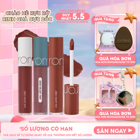 [MÀU 1-30] Son Kem Lì Romand Cực Nhẹ Môi Zero Velvet Tint 5.5g