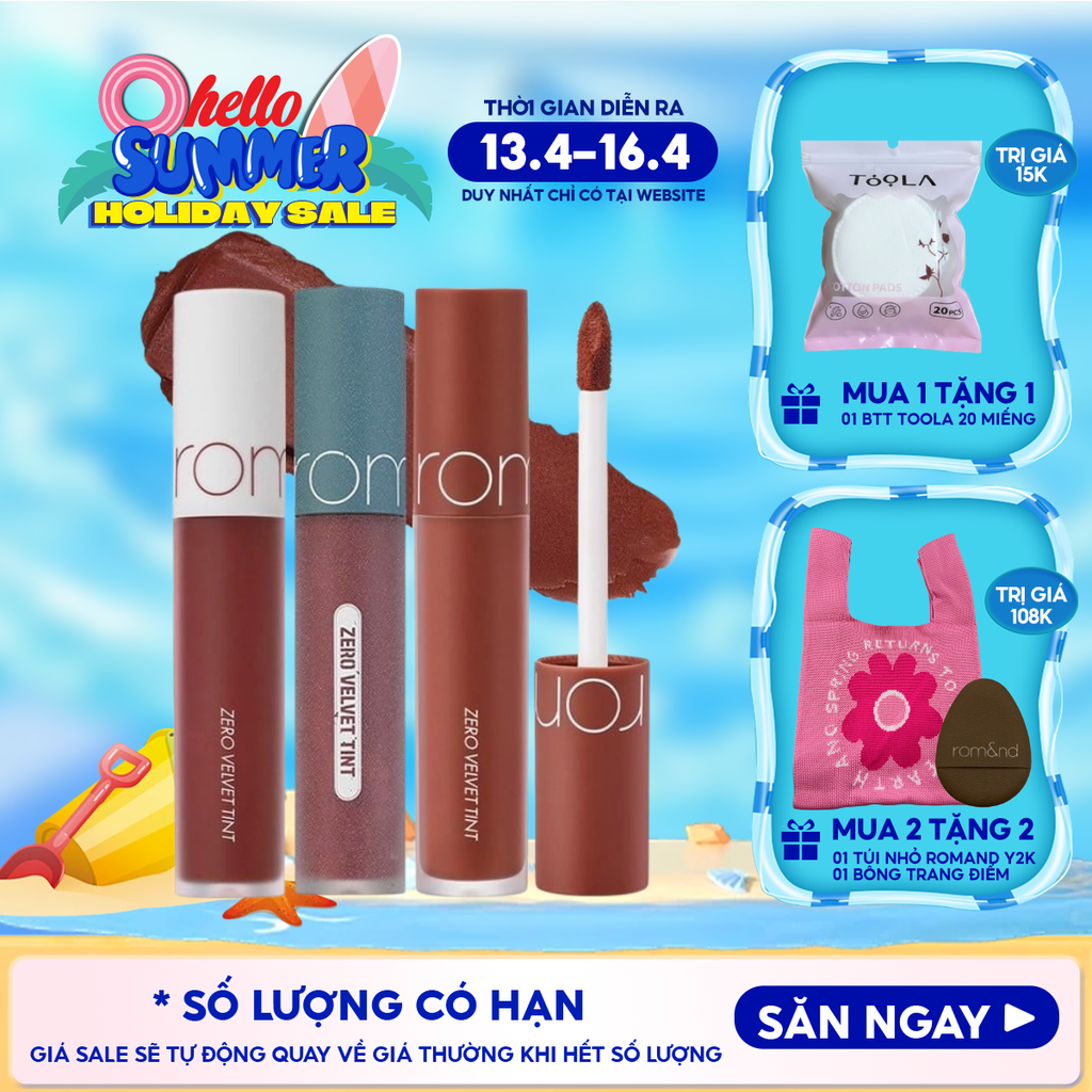 [MÀU 1-30] Son Kem Lì Romand Cực Nhẹ Môi Zero Velvet Tint 5.5g