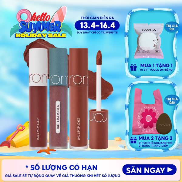  [MÀU 1-30] Son Kem Lì Romand Cực Nhẹ Môi Zero Velvet Tint 5.5g 