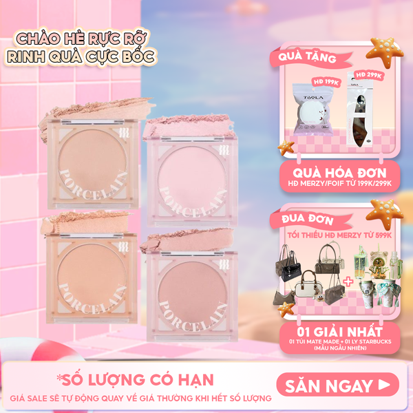  Phấn Má Hồng Merzy Dạng Nén Chuẩn Màu, Lâu Trôi Porcelain Cheek Blusher 4.2g 