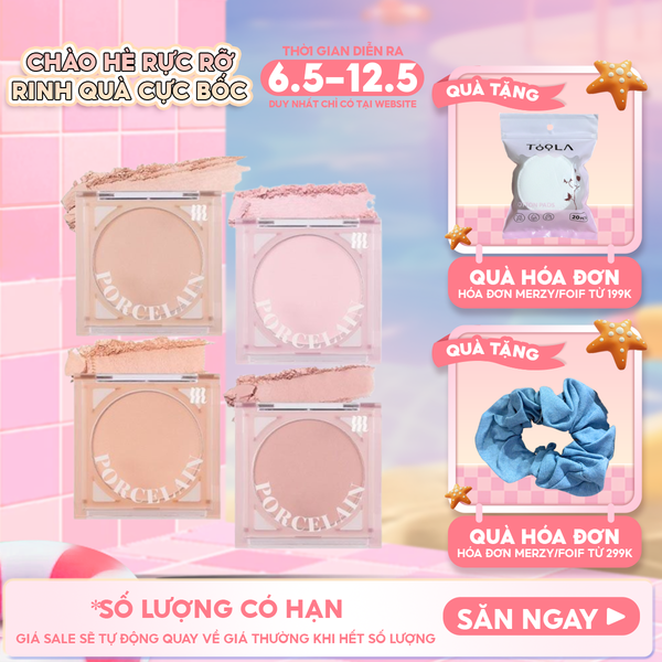  Phấn Má Hồng Merzy Dạng Nén Chuẩn Màu, Lâu Trôi Porcelain Cheek Blusher 4.2g 