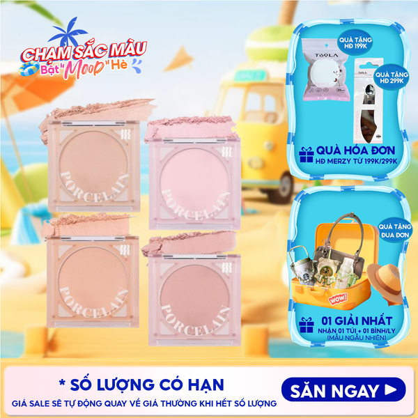  Phấn Má Hồng Merzy Dạng Nén Chuẩn Màu, Lâu Trôi Porcelain Cheek Blusher 4.2g 