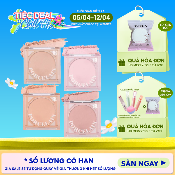  Phấn Má Hồng Merzy Dạng Nén Chuẩn Màu, Lâu Trôi Porcelain Cheek Blusher 4.2g 