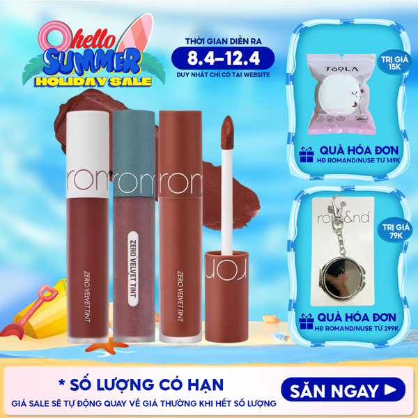  [MÀU 1-30] Son Kem Lì Romand Cực Nhẹ Môi Zero Velvet Tint 5.5g 