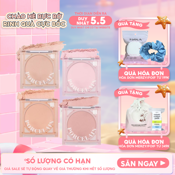  Phấn Má Hồng Merzy Dạng Nén Chuẩn Màu, Lâu Trôi Porcelain Cheek Blusher 4.2g 