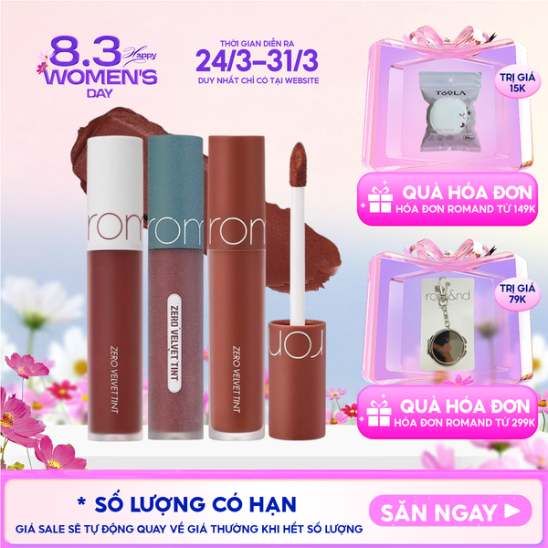  [MÀU 1-30] Son Kem Lì Romand Cực Nhẹ Môi Zero Velvet Tint 5.5g 