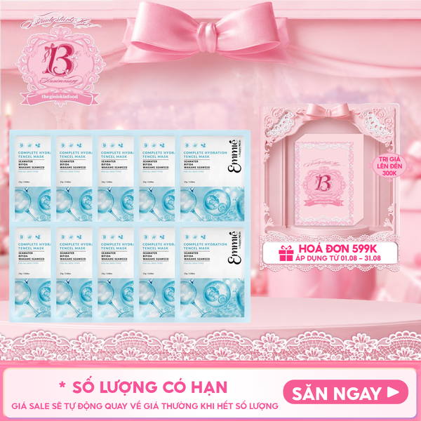  Combo 10 Miếng Mặt Nạ Emmié By HappySkin Cấp Ẩm, Dưỡng Sáng Da Tencel Mask 
