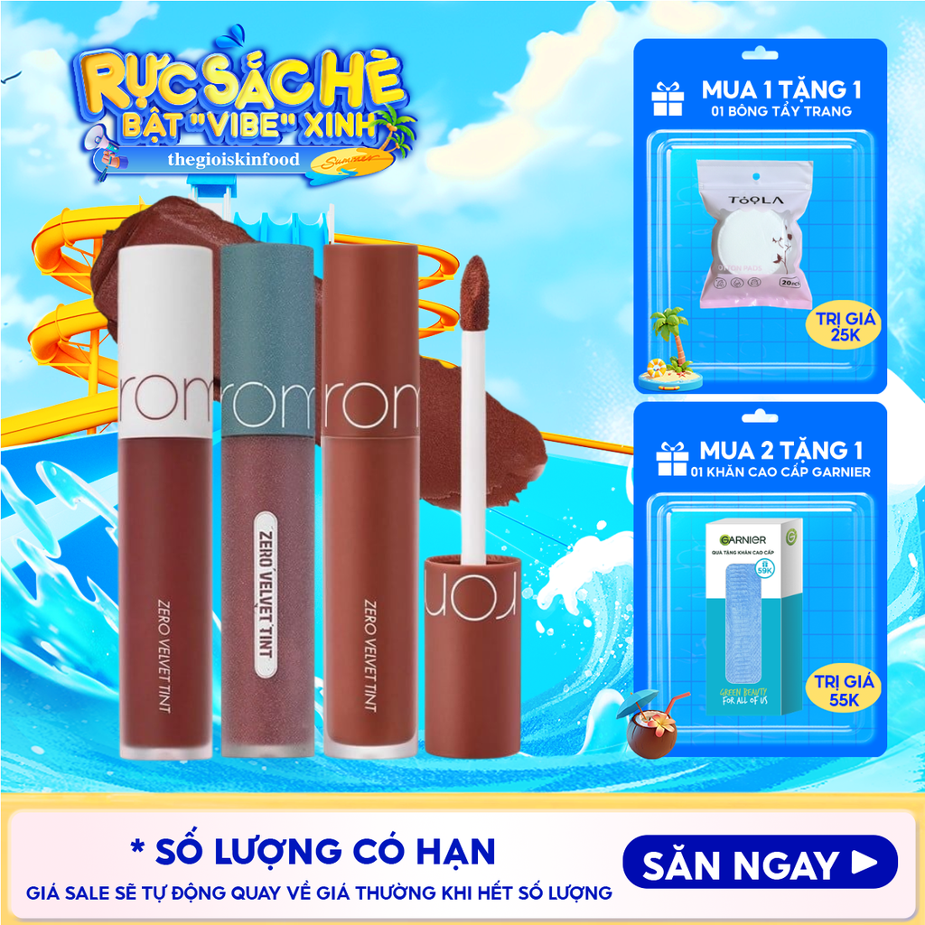 [MÀU 1-30] Son Kem Lì Romand Cực Nhẹ Môi Zero Velvet Tint 5.5g