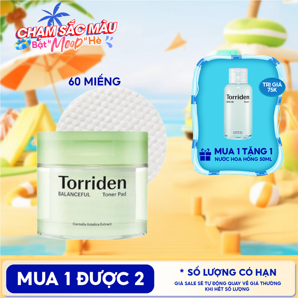  Toner Pad Torriden Làm Dịu Da Mụn, Cân Bằng Da, Cấp Ẩm Balanceful Cica Toner Pad 60 miếng 