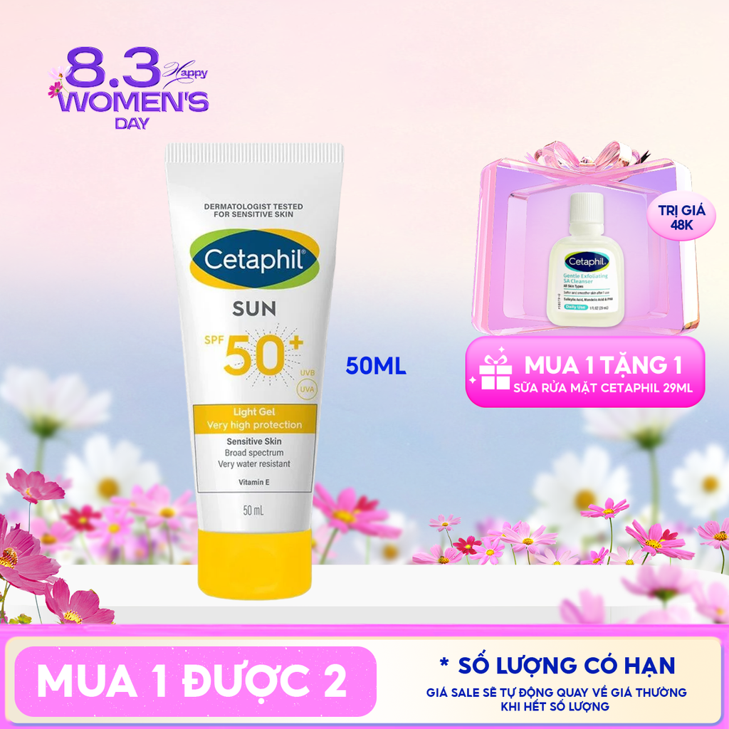 Gel Chống Nắng Cetaphil Dịu Nhẹ Dành Cho Da Nhạy Cảm Sun SPF50+ Light Gel 50ml