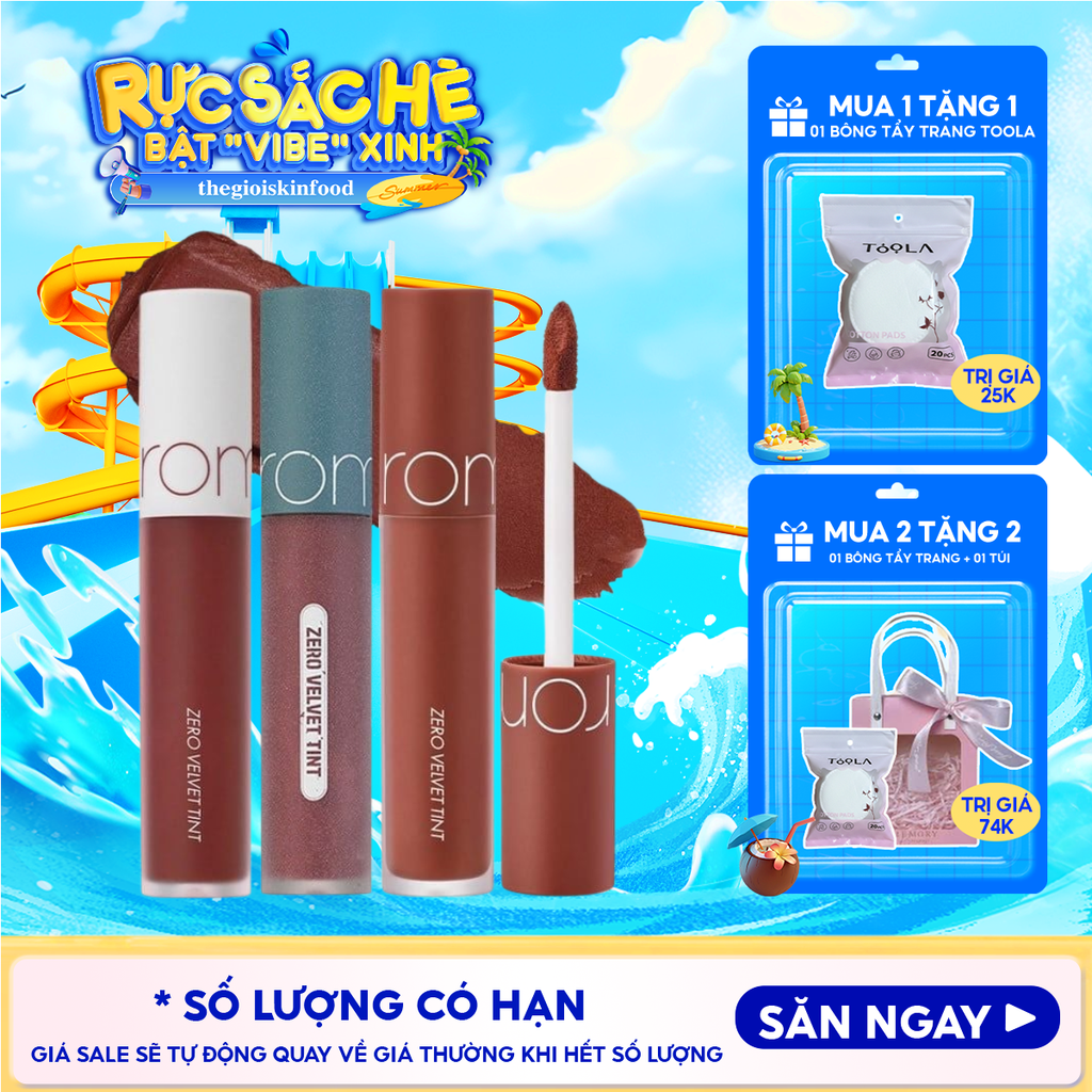 [MÀU 1-30] Son Kem Lì Romand Cực Nhẹ Môi Zero Velvet Tint 5.5g