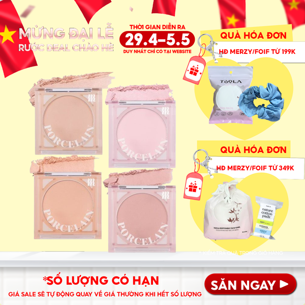  Phấn Má Hồng Merzy Dạng Nén Chuẩn Màu, Lâu Trôi Porcelain Cheek Blusher 4.2g 