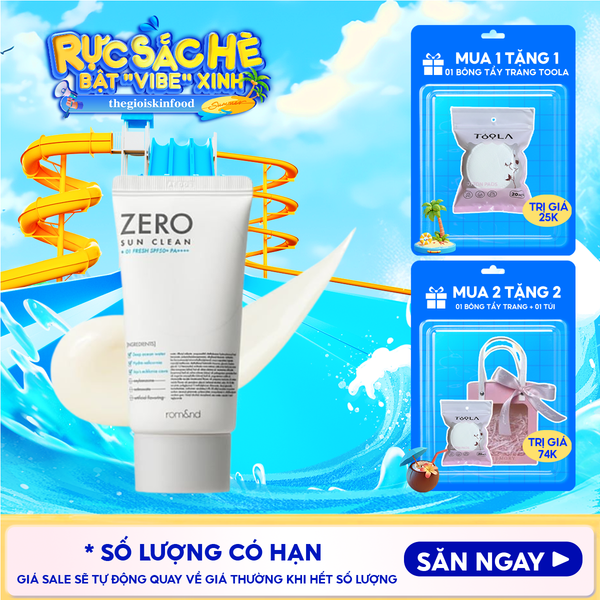  Kem Chống Nắng Romand Kiêm Kem Lót Bảo Vệ Da Hiệu Quả Zero Sun Clean SPF50+/PA++++ 50g 
