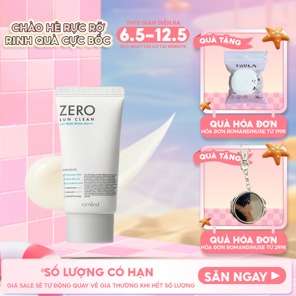  Kem Chống Nắng Romand Kiêm Kem Lót Bảo Vệ Da Hiệu Quả Zero Sun Clean SPF50+/PA++++ 50g 