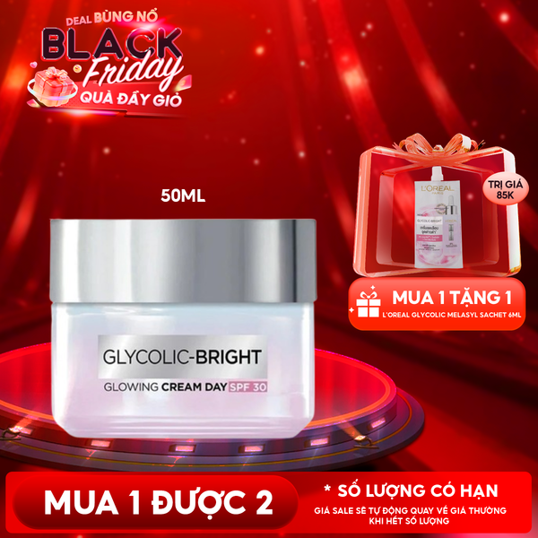  Kem Dưỡng Ban Ngày Hỗ Trợ Mờ Thâm Nám L'Oreal Glycolic Bright Glowing Cream Day 