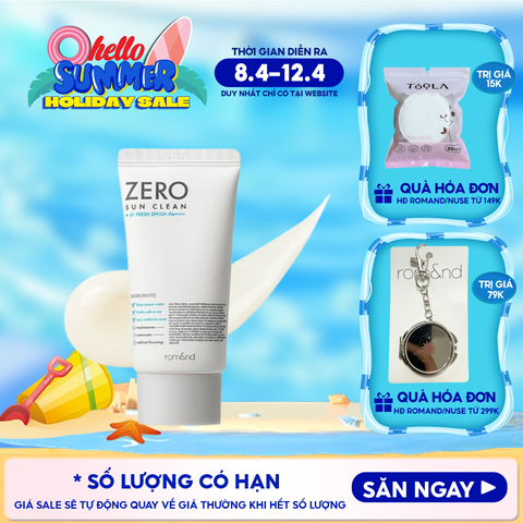 Kem Chống Nắng Romand Kiêm Kem Lót Bảo Vệ Da Hiệu Quả Zero Sun Clean SPF50+/PA++++ 50g