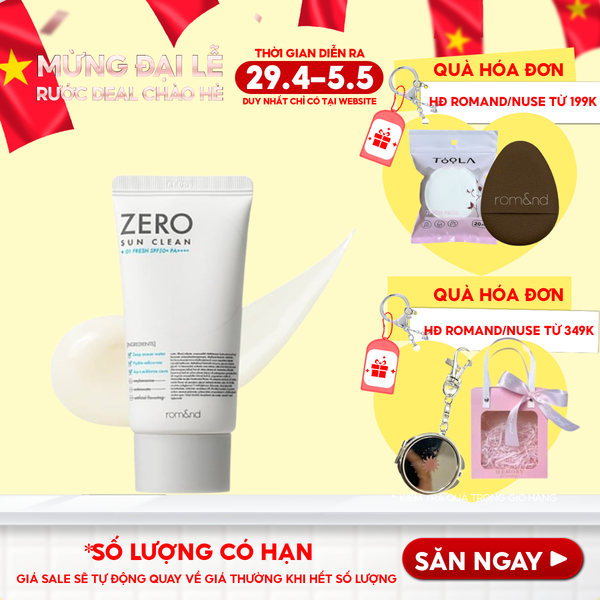  Kem Chống Nắng Romand Kiêm Kem Lót Bảo Vệ Da Hiệu Quả Zero Sun Clean SPF50+/PA++++ 50g 