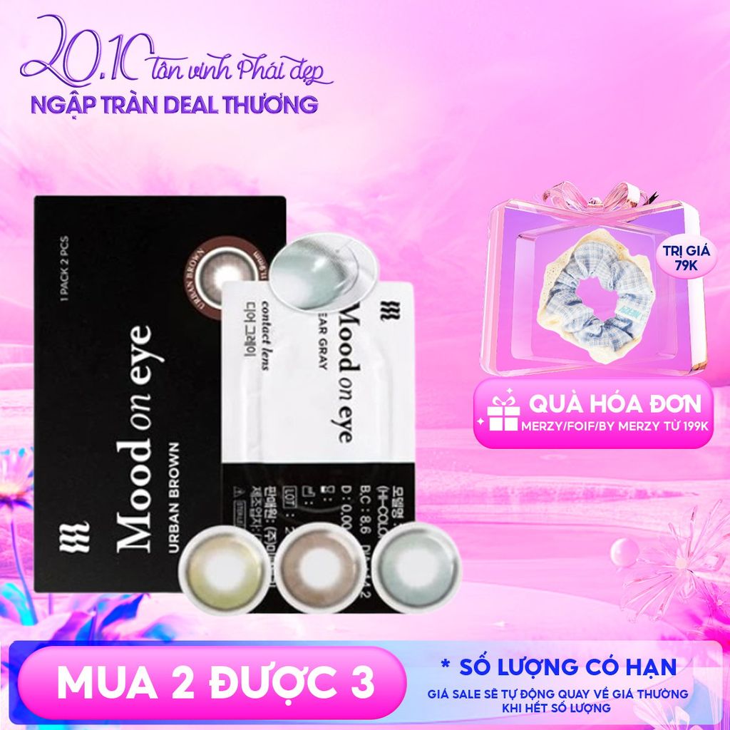 Kính Áp Tròng Merzy Lens Mắt Màu Tự Nhiên, Cao Cấp Hàn Quốc Mood On Eye Contact Lens