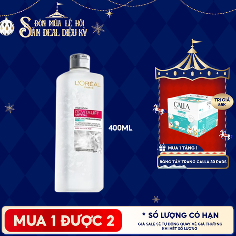 Nước Tẩy Trang L'oreal Làm Sạch Cho Da Dầu Revitalift Crystal Purifying Micellar Water
