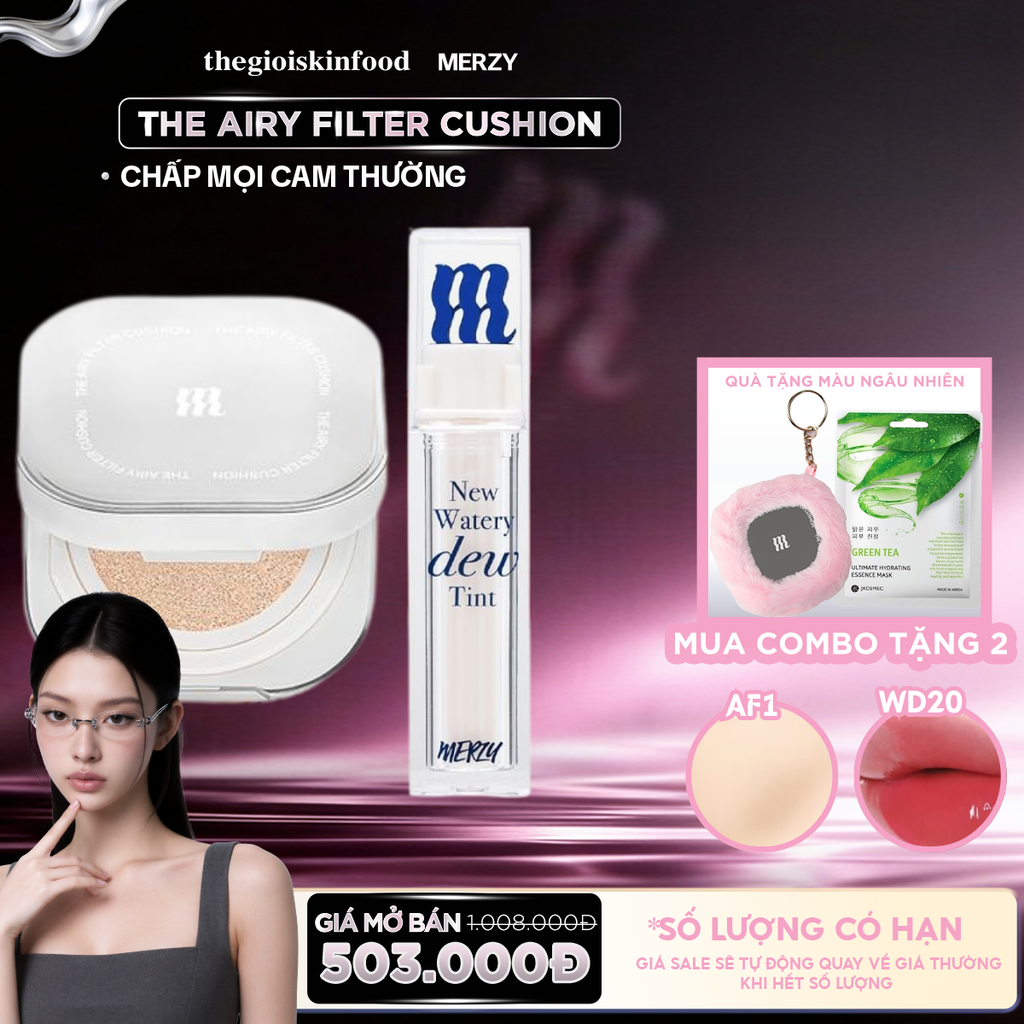 [MUA 2 NHẬN 4] Combo Merzy: Phấn nước Merzy The Airy Filter Cushion + Son Merzy Best Seller (New Dew/ Puffer/Bisous/Glam/ Fit Blur Tint)