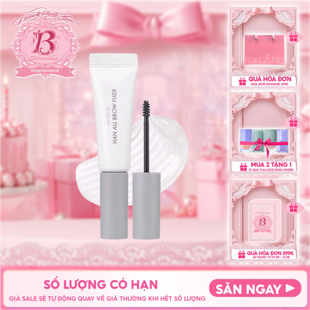 Gel Trong Suốt Cố Định Lông Mày Romand Tự Nhiên Han All Brow Fixer - Han All Line 9g