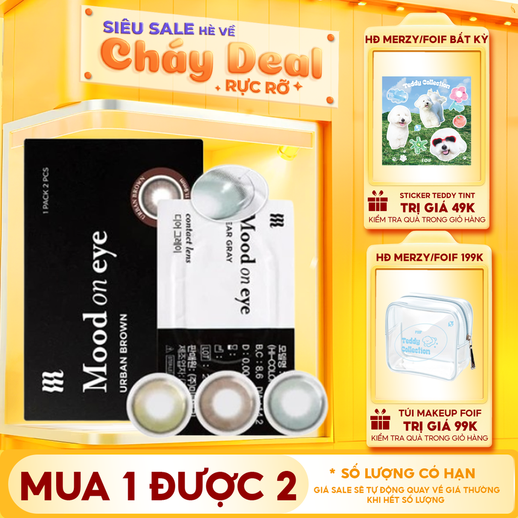 Kính Áp Tròng Merzy Lens Mắt Màu Tự Nhiên, Cao Cấp Hàn Quốc Mood On Eye Contact Lens