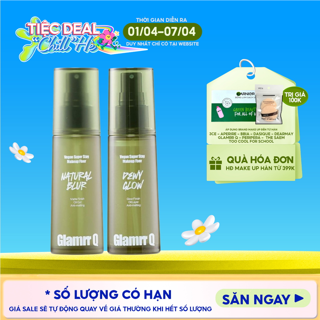 Xịt Khóa Nền Glamrr Q Cố Định Trang Điểm Thuần Chay Cho Da Nhạy Cảm Vegan Super Makeup Fixer