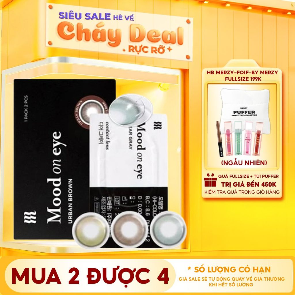 Kính Áp Tròng Merzy Lens Mắt Màu Tự Nhiên, Cao Cấp Hàn Quốc Mood On Eye Contact Lens