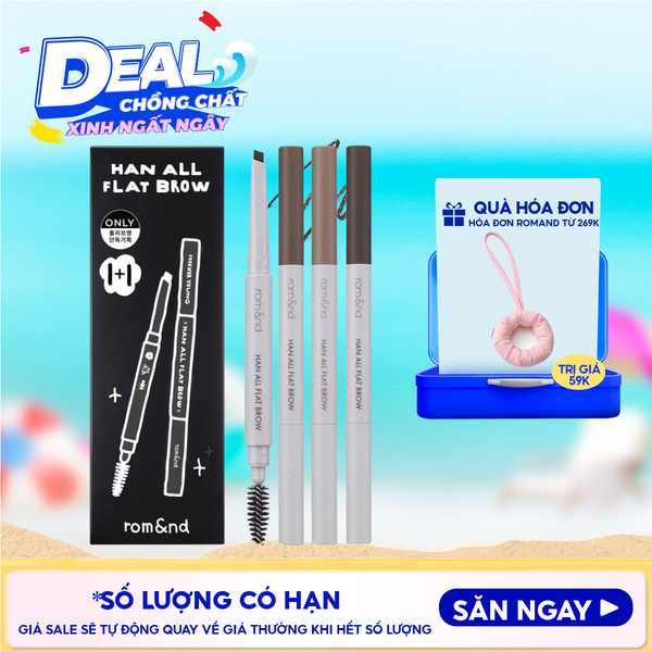  Chì Kẻ Mày Ngang Romand Cho Chân Mày Sắc Nét, Lâu Trôi Han All Flat Brow 