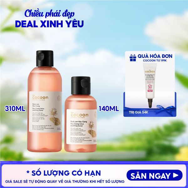  Nước Hoa Hồng Cocoon Sen Hậu Giang Làm Dịu Da Nhạy Cảm Lotus Soothing Toner 