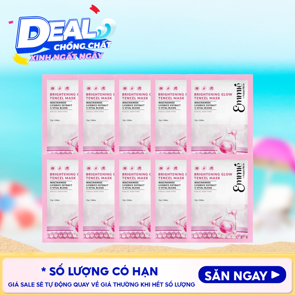 Combo 10 Miếng Mặt Nạ Emmié By HappySkin Cấp Ẩm, Dưỡng Sáng Da Tencel Mask