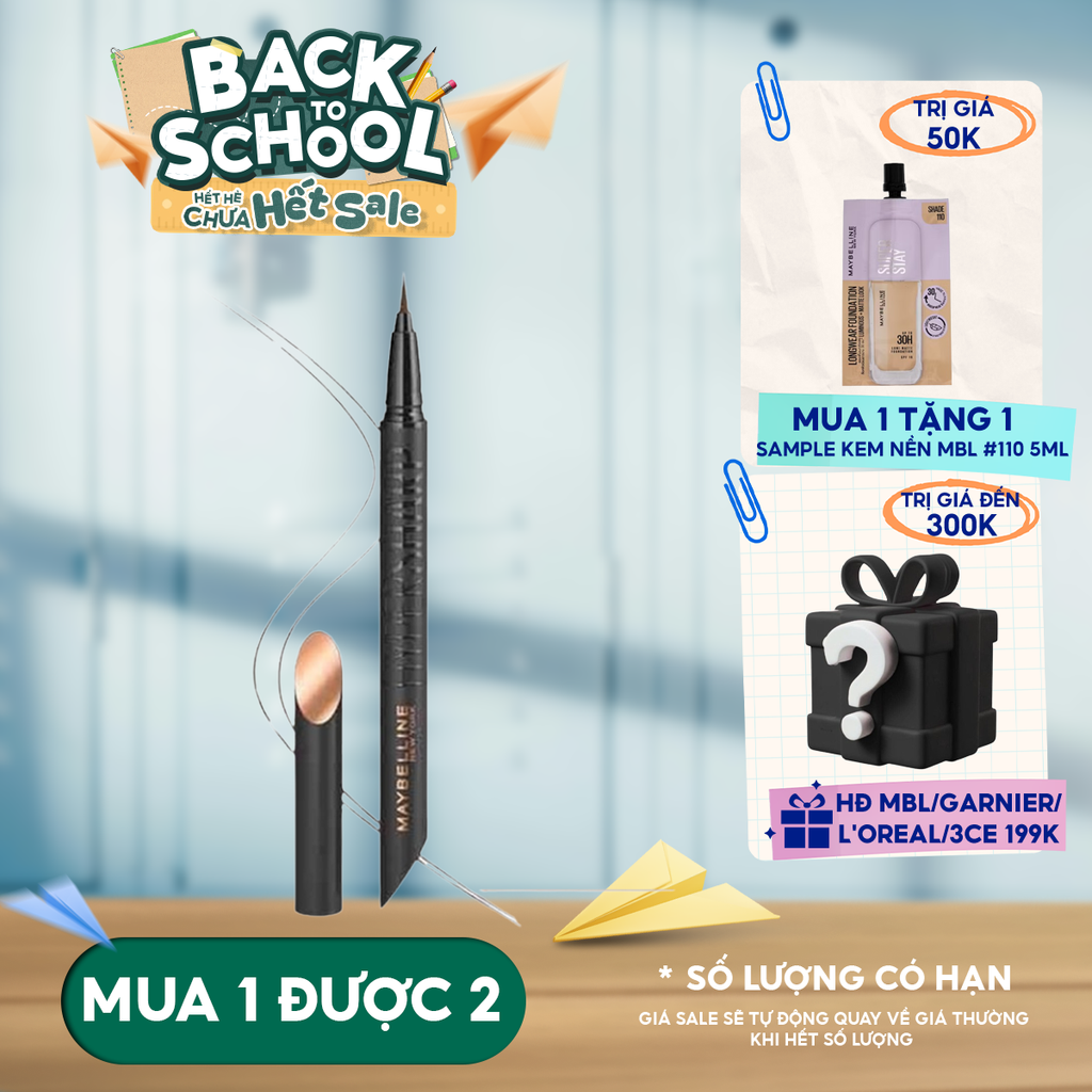 Bút Kẻ Mắt Nước Siêu Sắc Mảnh, Không Lem Trôi Maybelline New York Hyper Sharp Liner Extreme 0.4g