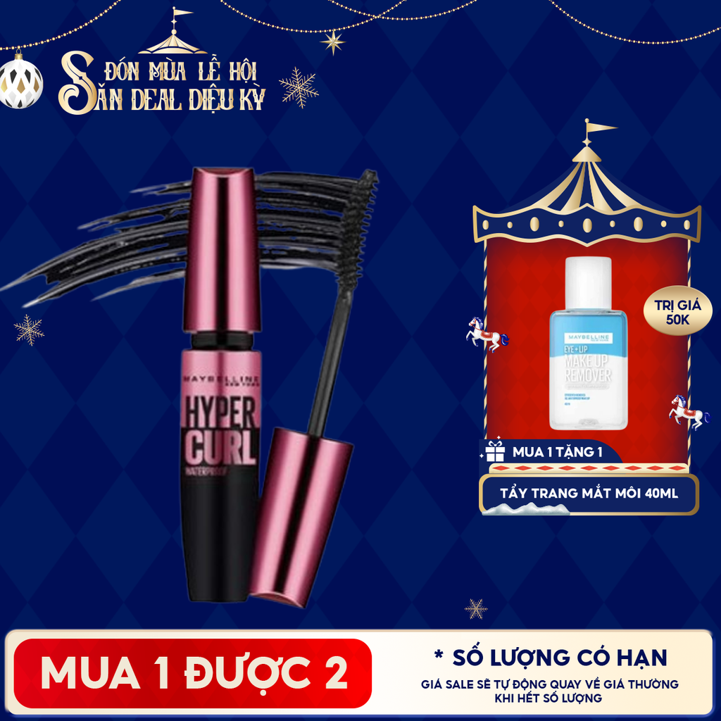 Mascara Làm Dài Và Cong Mi, Không Lem Không Trôi Maybelline The Hyper Curl Mascara 9.2ml