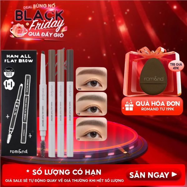  Chì Kẻ Mày Ngang Romand Cho Chân Mày Sắc Nét, Lâu Trôi Han All Flat Brow 