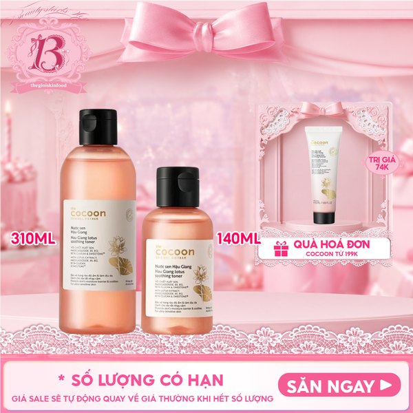  Nước Hoa Hồng Cocoon Sen Hậu Giang Làm Dịu Da Nhạy Cảm Lotus Soothing Toner 