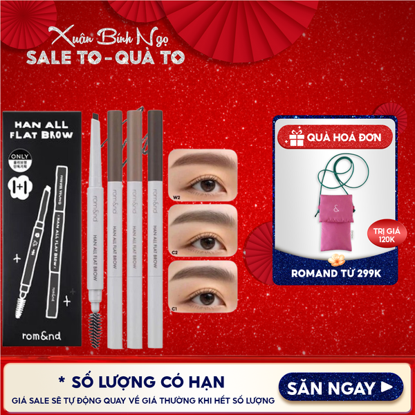  Chì Kẻ Mày Ngang Romand Cho Chân Mày Sắc Nét, Lâu Trôi Han All Flat Brow 