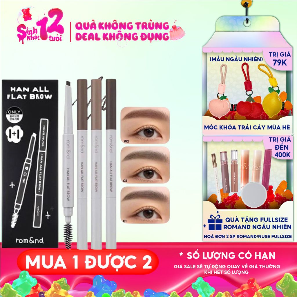 Chì Kẻ Mày Ngang Romand Cho Chân Mày Sắc Nét, Lâu Trôi Han All Flat Brow