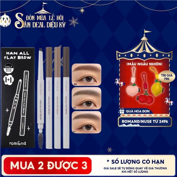  Chì Kẻ Mày Ngang Romand Cho Chân Mày Sắc Nét, Lâu Trôi Han All Flat Brow 